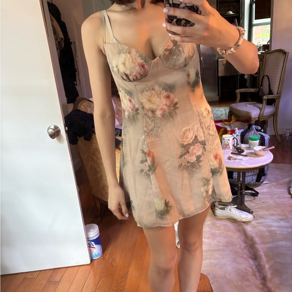 House of CB Dresses & Skirts - Floral Beige Dress